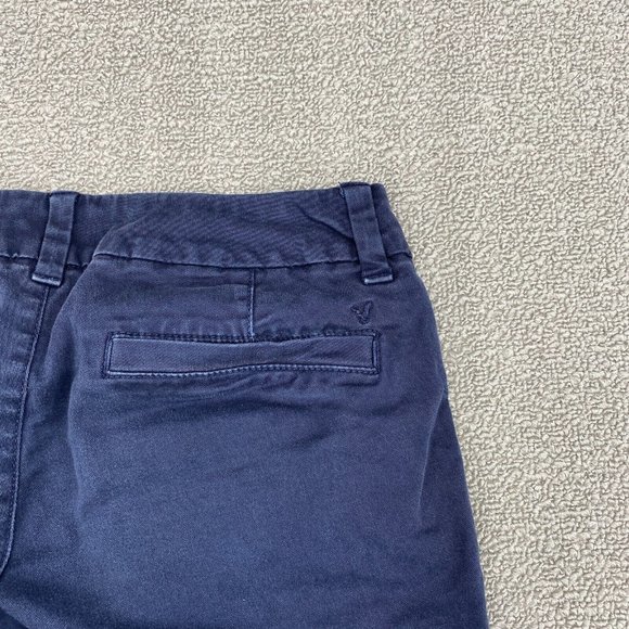 American Eagle Outfitters Midi Twill Short Womens Size 00 Stretch Dark Wash Navy - Picture 5 of 10